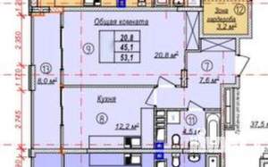 2-к квартира, вторичка, 53м2, 8/17 этаж