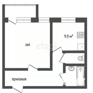1-к квартира, вторичка, 43м2, 2/10 этаж