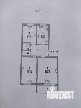 3-к квартира, вторичка, 58м2, 4/5 этаж