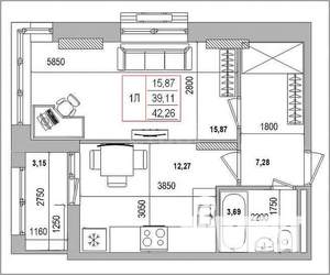 1-к квартира, вторичка, 39м2, 8/10 этаж