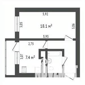 1-к квартира, вторичка, 34м2, 4/5 этаж