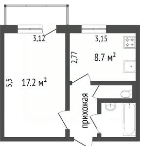 1-к квартира, вторичка, 39м2, 7/9 этаж