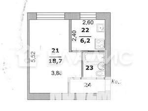 1-к квартира, вторичка, 31м2, 2/6 этаж