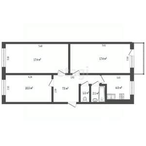 3-к квартира, вторичка, 65м2, 4/5 этаж
