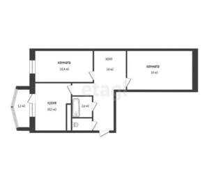 2-к квартира, вторичка, 56м2, 1/5 этаж