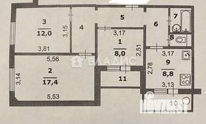 3-к квартира, вторичка, 64м2, 8/10 этаж