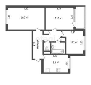 3-к квартира, вторичка, 60м2, 8/9 этаж