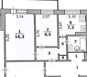 2-к квартира, вторичка, 43м2, 9/9 этаж