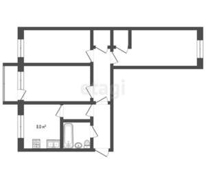 3-к квартира, вторичка, 55м2, 4/5 этаж