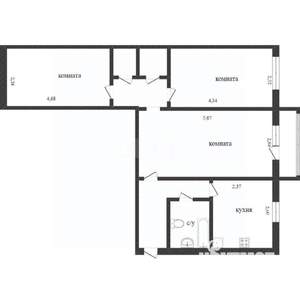 3-к квартира, вторичка, 56м2, 2/3 этаж