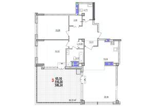 3-к квартира, вторичка, 146м2, 17/18 этаж