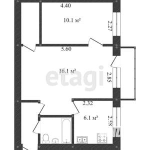 2-к квартира, вторичка, 39м2, 3/3 этаж