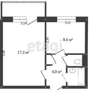 1-к квартира, вторичка, 34м2, 4/10 этаж