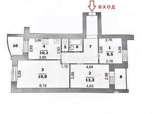3-к квартира, вторичка, 69м2, 2/5 этаж
