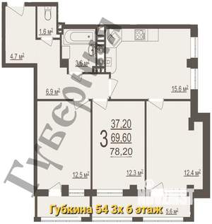 3-к квартира, вторичка, 78м2, 6/8 этаж