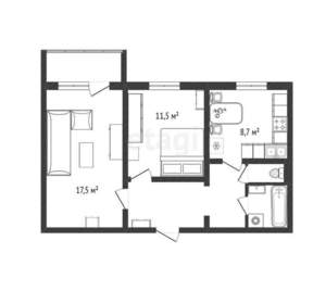 2-к квартира, вторичка, 51м2, 3/10 этаж