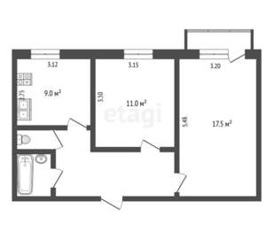2-к квартира, вторичка, 58м2, 10/10 этаж