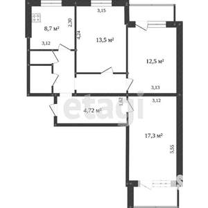 3-к квартира, вторичка, 71м2, 9/9 этаж