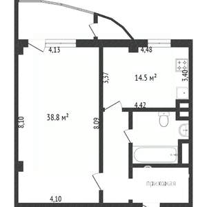 1-к квартира, вторичка, 43м2, 6/7 этаж
