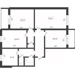 4-к квартира, вторичка, 75м2, 1/9 этаж