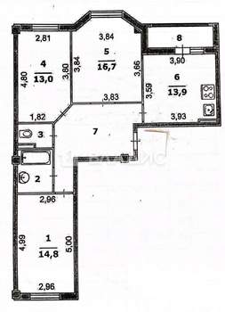 3-к квартира, вторичка, 78м2, 6/8 этаж