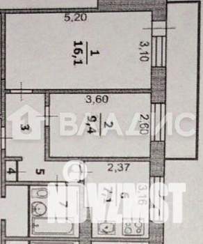 2-к квартира, вторичка, 42м2, 8/9 этаж