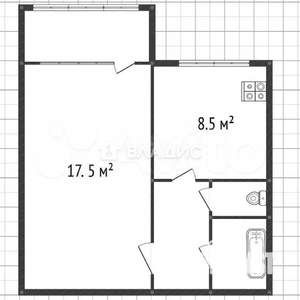 1-к квартира, вторичка, 34м2, 2/9 этаж