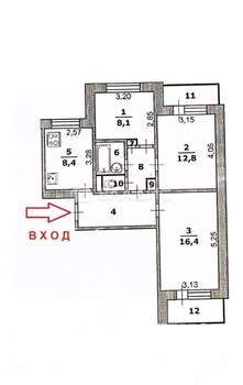 3-к квартира, вторичка, 60м2, 6/9 этаж