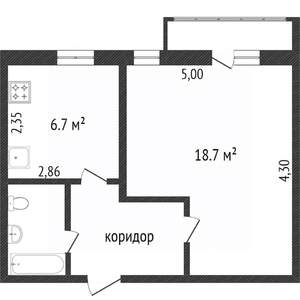 1-к квартира, вторичка, 31м2, 2/5 этаж