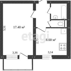 1-к квартира, вторичка, 34м2, 5/10 этаж