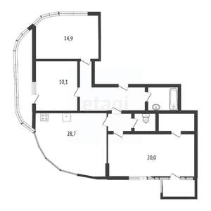 3-к квартира, вторичка, 100м2, 14/15 этаж