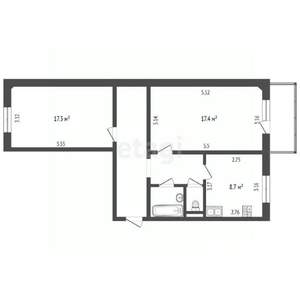 2-к квартира, вторичка, 62м2, 1/10 этаж