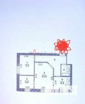 3-к квартира, вторичка, 41м2, 4/5 этаж