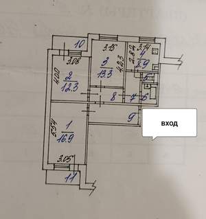 3-к квартира, вторичка, 73м2, 4/10 этаж
