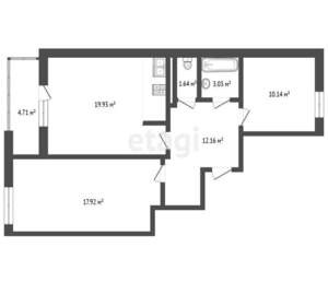2-к квартира, вторичка, 64м2, 3/10 этаж