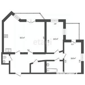 3-к квартира, вторичка, 100м2, 1/8 этаж