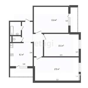 3-к квартира, вторичка, 63м2, 4/10 этаж