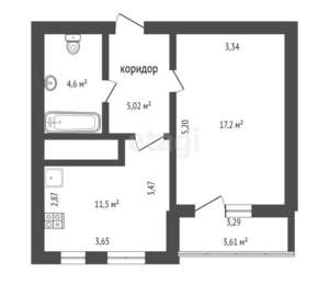 1-к квартира, вторичка, 38м2, 6/9 этаж