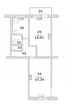 2-к квартира, вторичка, 47м2, 3/5 этаж