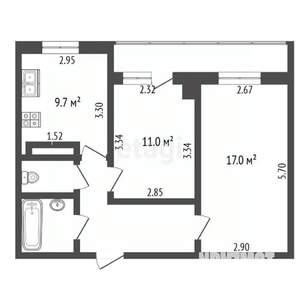 2-к квартира, вторичка, 52м2, 2/11 этаж