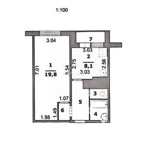 1-к квартира, вторичка, 37м2, 1/5 этаж