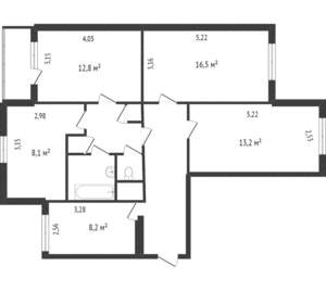 4-к квартира, вторичка, 76м2, 1/9 этаж