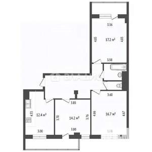 3-к квартира, вторичка, 80м2, 2/8 этаж