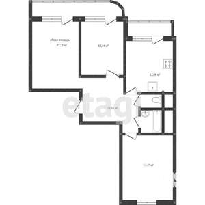 3-к квартира, вторичка, 80м2, 6/13 этаж