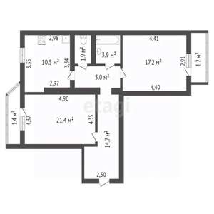 2-к квартира, вторичка, 75м2, 6/10 этаж