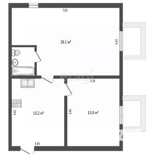 2-к квартира, вторичка, 61м2, 1/3 этаж