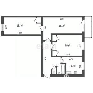 3-к квартира, вторичка, 58м2, 5/5 этаж