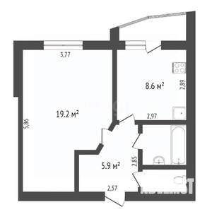 1-к квартира, вторичка, 39м2, 1/9 этаж