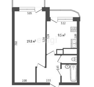 1-к квартира, вторичка, 38м2, 2/5 этаж