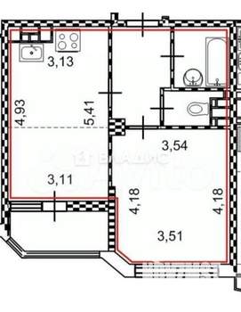 1-к квартира, вторичка, 45м2, 9/17 этаж